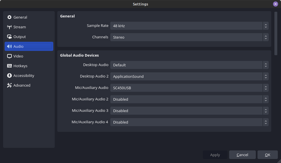 OBS Audio Settings